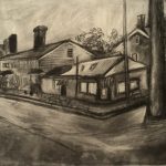 "Houses in Savannah" Charcoal on paper